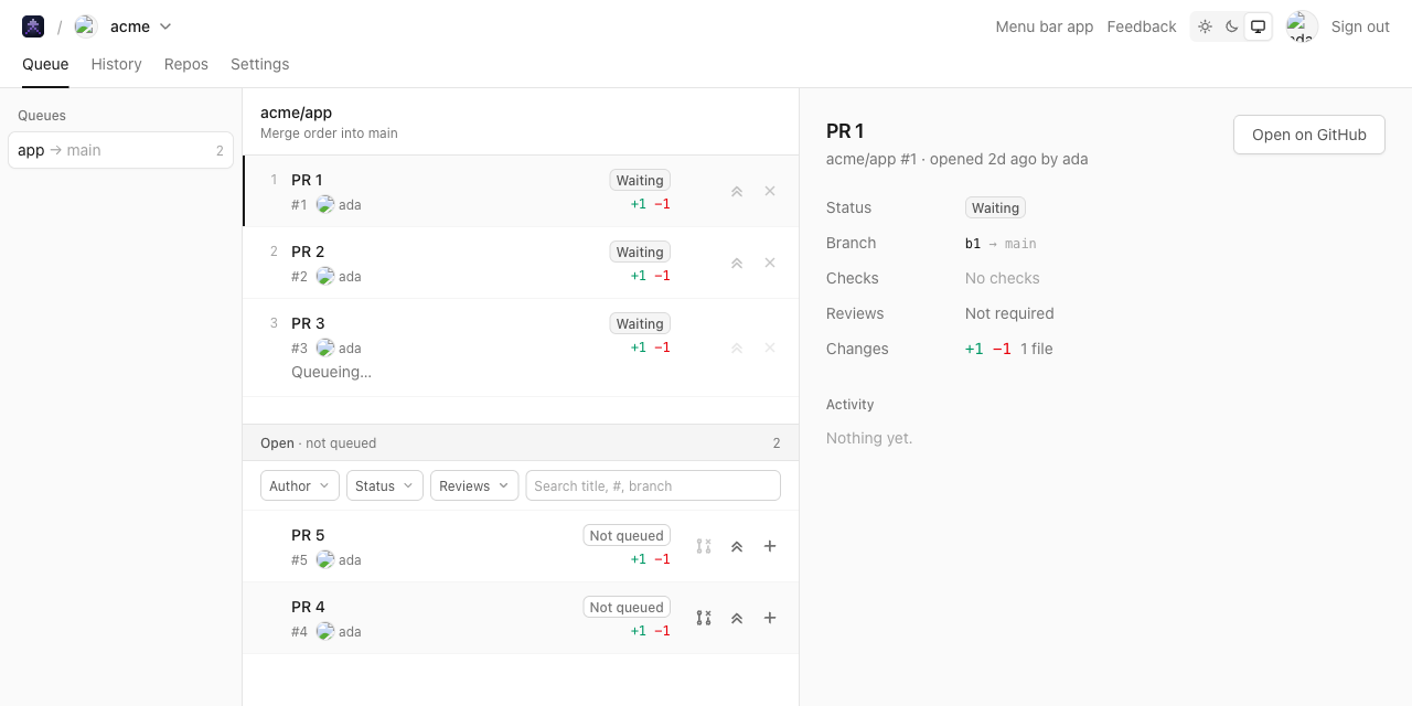 Queue, priority and remove clicks show at once