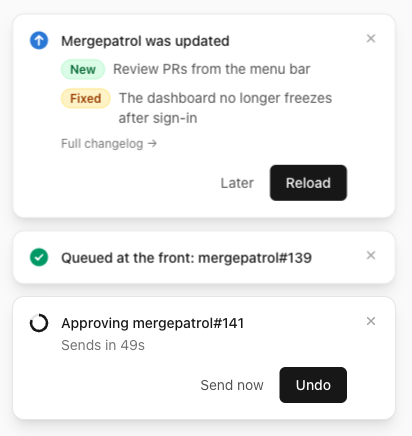 Clearer notifications that stack